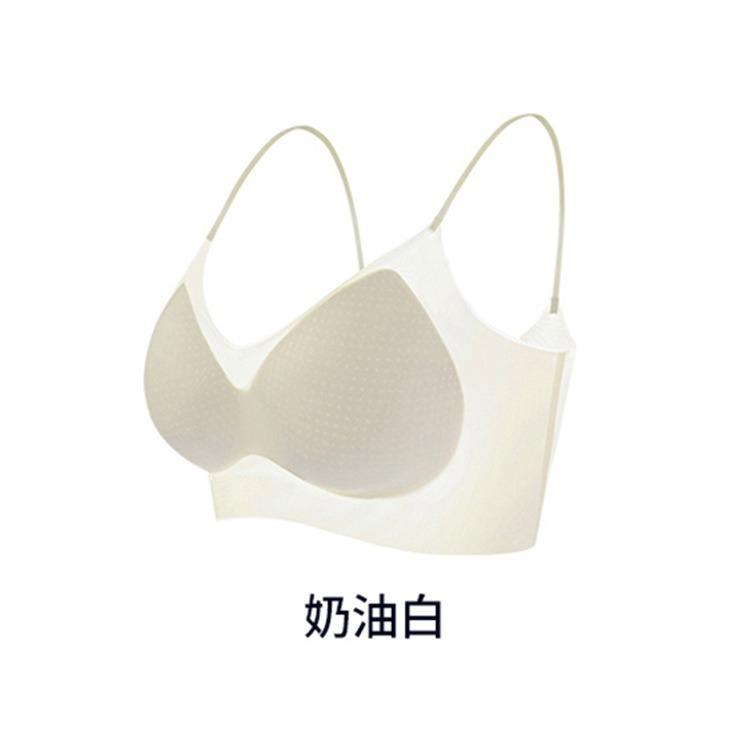 Ultra-thin jelly strip seamless air conditioner clothing fixed cup suspender underwear comfortable and sexy breathable tube top light bra women