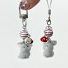 Cute Sweet Mushroom Flocked Bunny Rabbit Phone Chain Lanyard Ccd Camera Charm Accessory Girl Keychain Pendant Bag Ornaments Gift