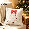 Soft Skin Friendly Cushion Covers Christmas Plush Pillowcase, 3D Embroidered Design Throw Pillow Festive Home Accents for Holiday Cover, Decorative