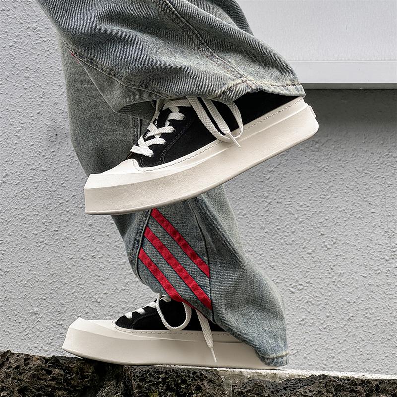 New Men Vulcanized Shoes Luxury Brand Genuine Leather Sneakers Casual Leather Breathable Thick Bottom Soft Walking Shoes