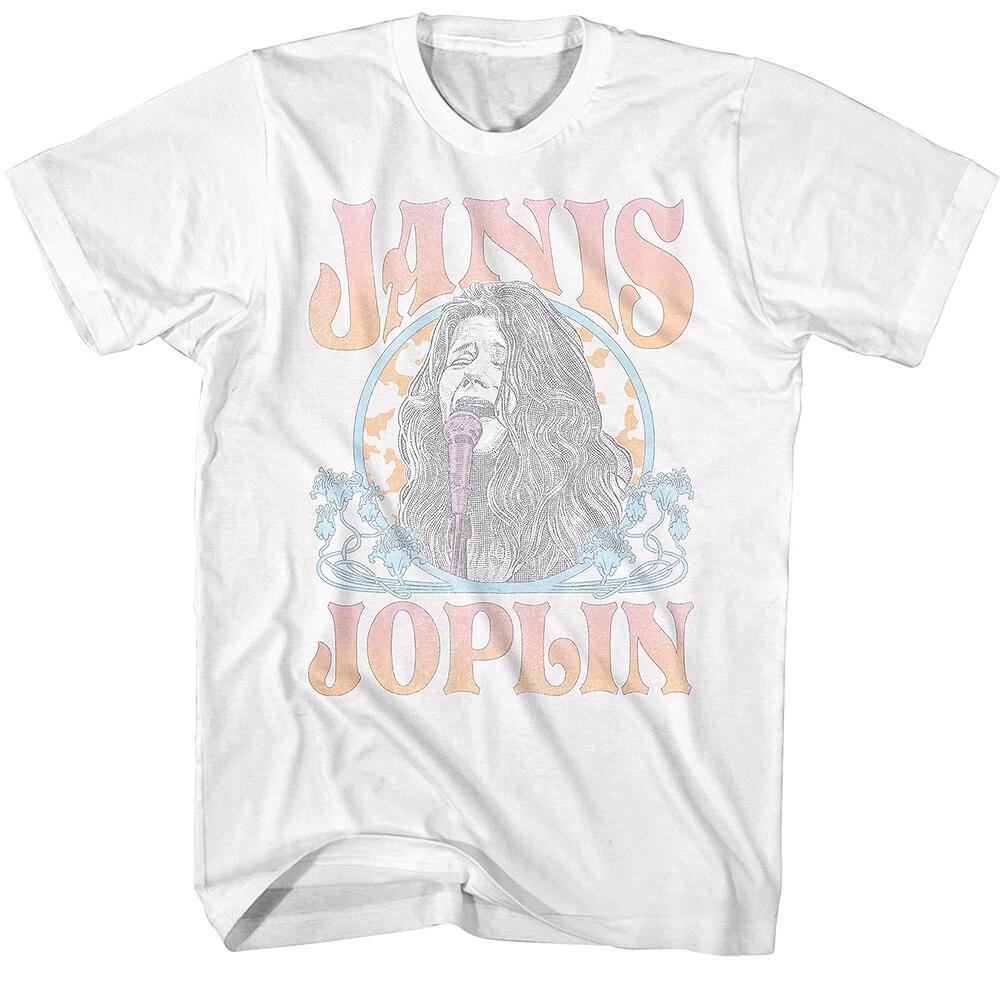 Janis Joplin Faded Art Noveau Circle Men s T Shirt Rock & Soul Music Merch S