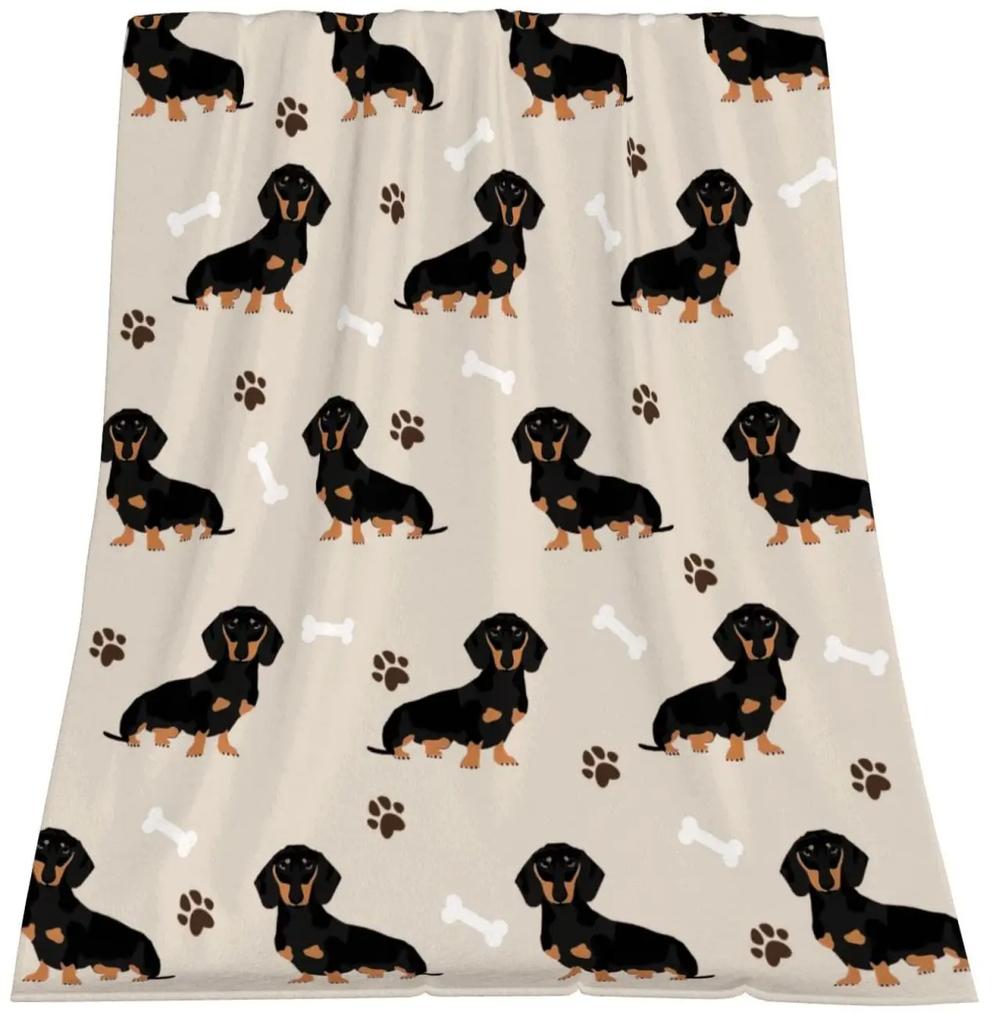 Cute Dachshunds Dog Soft Throw Blanket Warm Blankets Lightweight Tufted Fuzzy Flannel Fleece Throws Blanket for Bed Sofa Couch