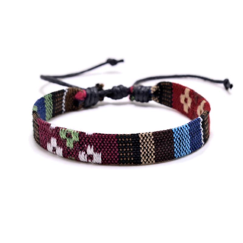 Ethnic Style Multicolor Handwoven Cotton & Linen Bracelet