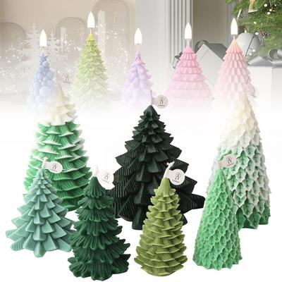 Stampo in resina per albero di Babbo Natale con foglie impilate, a bolle, a strisce, per candele, sapone, in silicone, pigne, regali di Natale, decorazioni per torte da festa