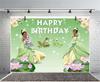 Princezna Tiana Pozadí Žába Baby Shower Narozeninová Oslava Banner Dekorace