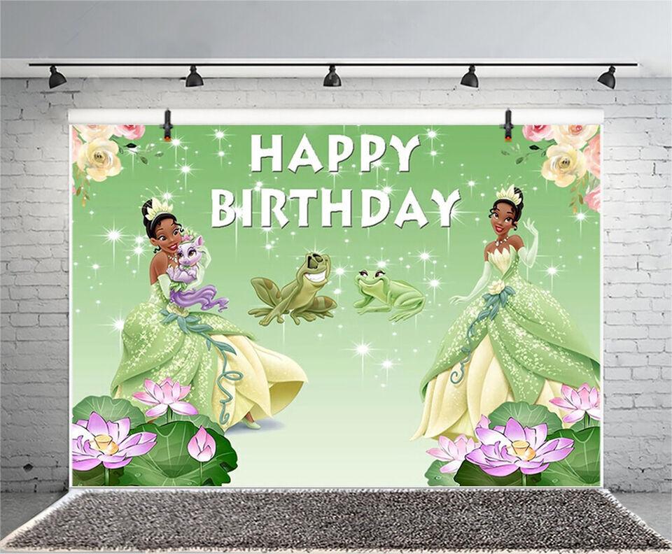 Princezna Tiana Pozadí Žába Baby Shower Narozeninová Oslava Banner Dekorace