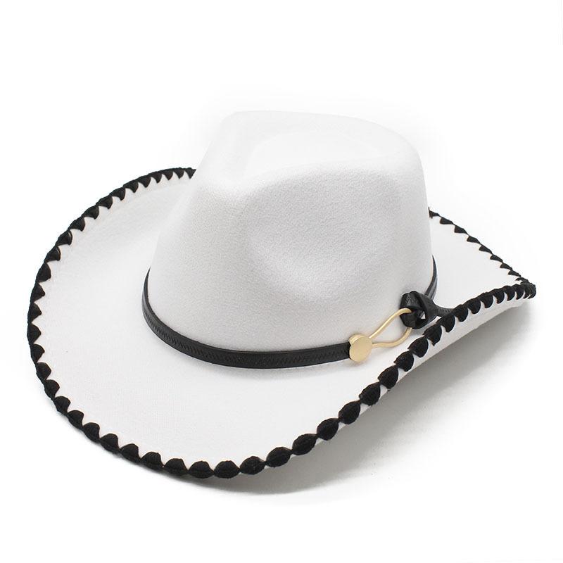 Wool Hat Hemmed Men'S And Women'S Jazz Top Hat Retro Western Cowboy Hat