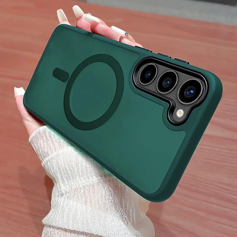 Magnetic Wireless Charge Case For Samsung Galaxy S2 S24 S23 Ultra Plus S23 FE Matte Shockproof Translucent Cover