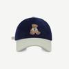 Cute Autumn and Winter Corduroy Bear Embroidered Baseball Cap for Women  Color Blocked Retro Baseball Cap for Men  Big Head Circumference for Slimming