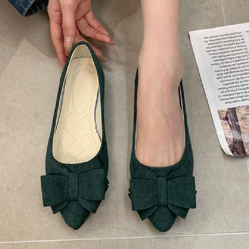 Damen-Schuhe, cool, leicht, mit Schleife, grün, flach, modisch, süß, Frühling, Sommer, Hotel, Arbeit, ga129