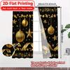 Set Of 2 Flat Printing Golden New Year Chic Curtain Cloth Durable Polyester Curtains Festive Living Room Bedroom Kitchen Ideal For Sitting