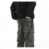 Men's Retro Punk Cargo Pants - Spring/Autumn 2025, Multi-Pocket, Heavyweight, Loose Fit, Straight Leg, Casual.