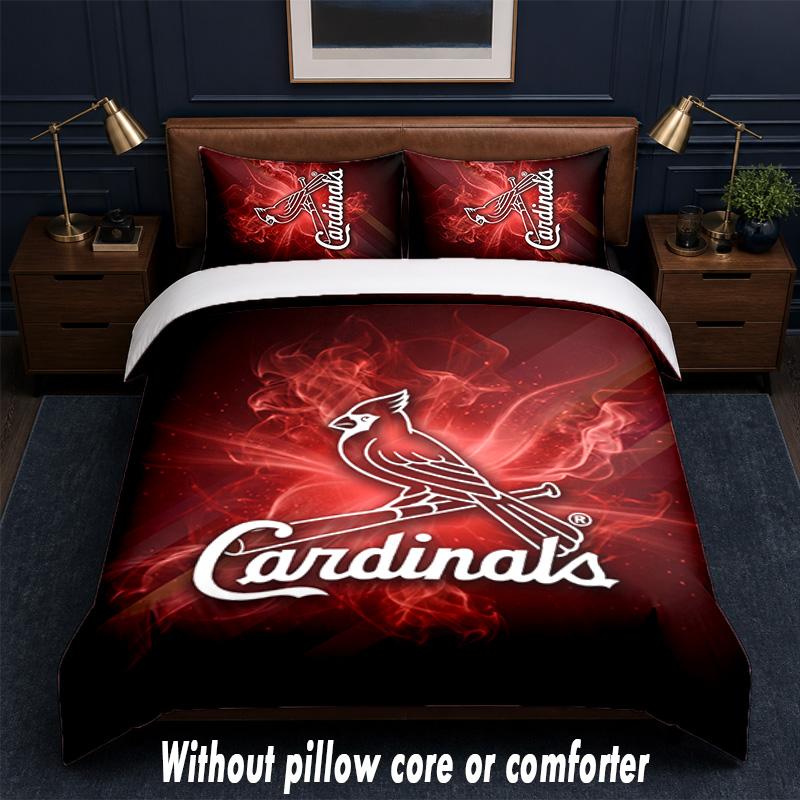 St. Louis Cardinals Design Bed Bedding Set 1 Duvet Cover + 2 Pillowcases Soft Breathable Household Bed Linens