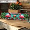 Flamingo Metal Wall Sign Tropical Paradise Decor for Bar Patio Restaurant Home, Margarita Glass Green Leaves 2D Flat Wall Art