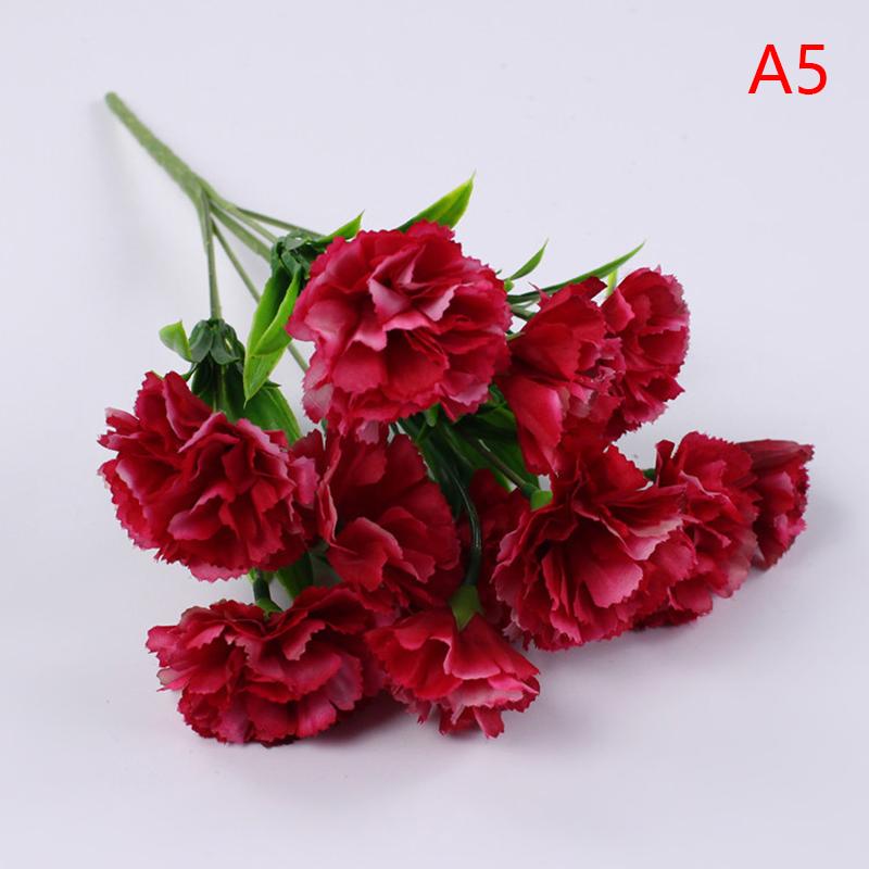 

10 Heads Artificial Carnation Home Decoration Multi Color Beauty Silk Fake Flower Especial For Wedding And Festival Decoration