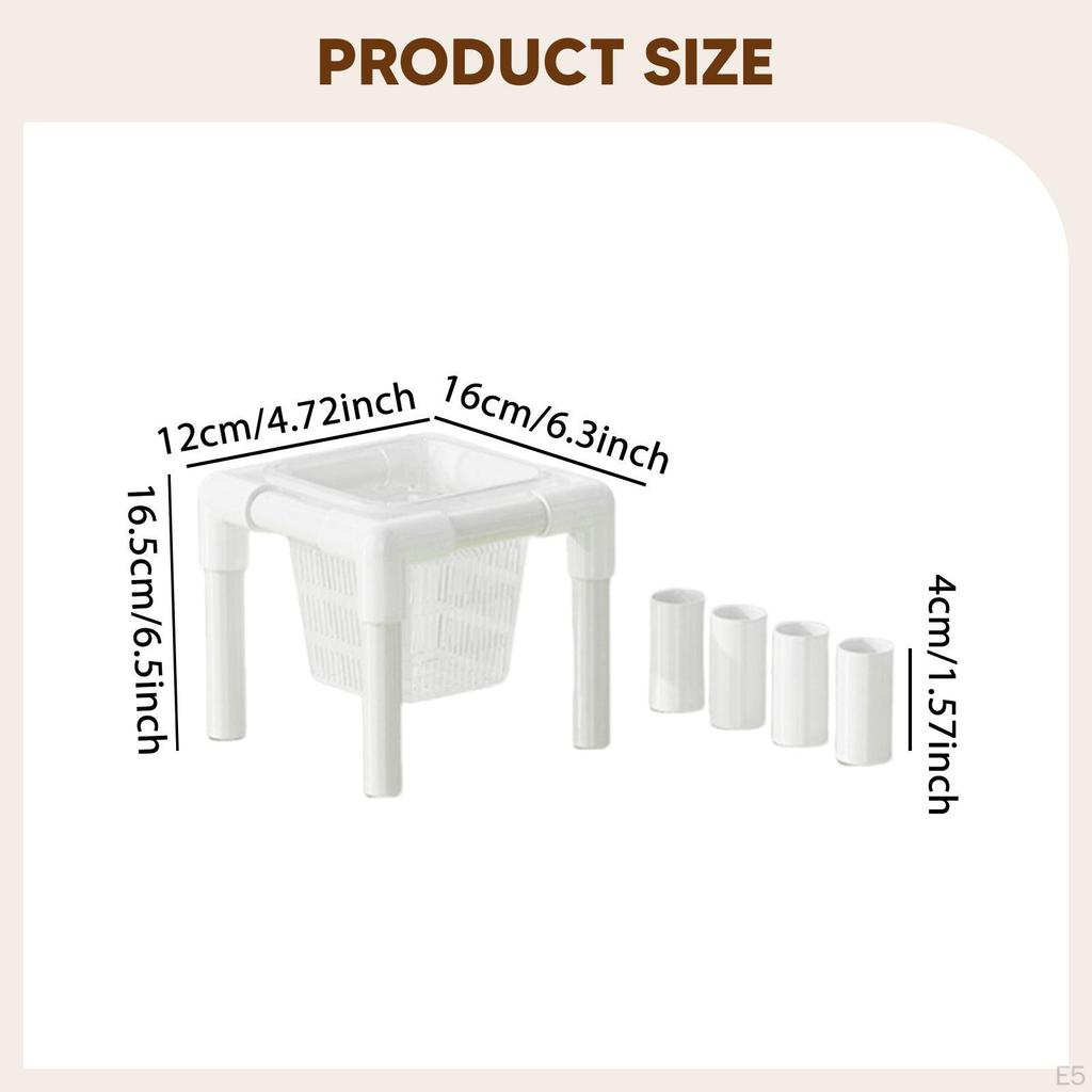 Turtle Tank Aquatic Plant Holder Basket and Stand White with Heightening Tubes Support