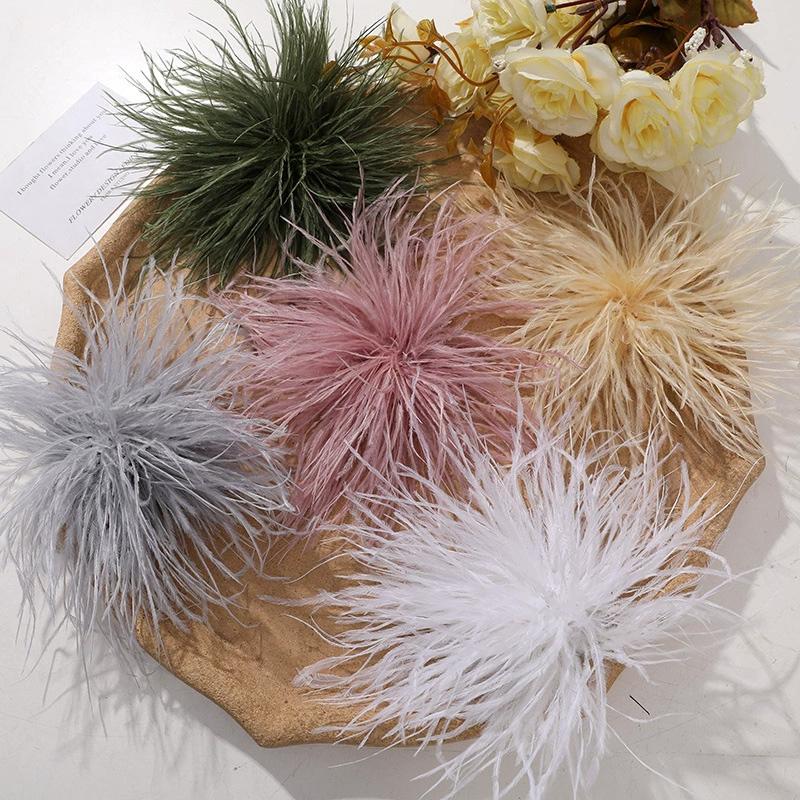 1Pc Feather Headwear Fashion Bridal Hairband Exquisite Ostrich Feathers Brooch Pin DIY Clothing Accessories Ostrich Feather