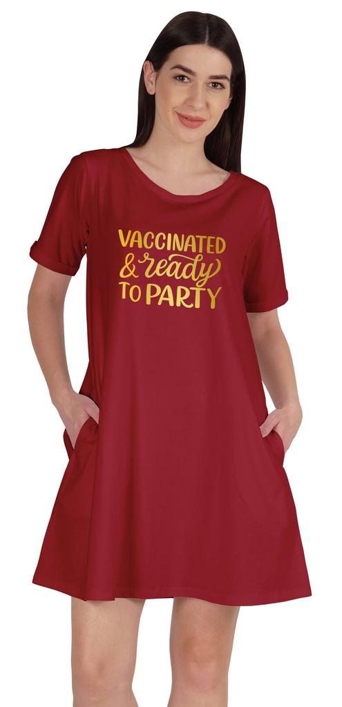 Inkmeso Vaccinated & Ready To Party T-Shirt Casual Scoop Neck Tunic With
