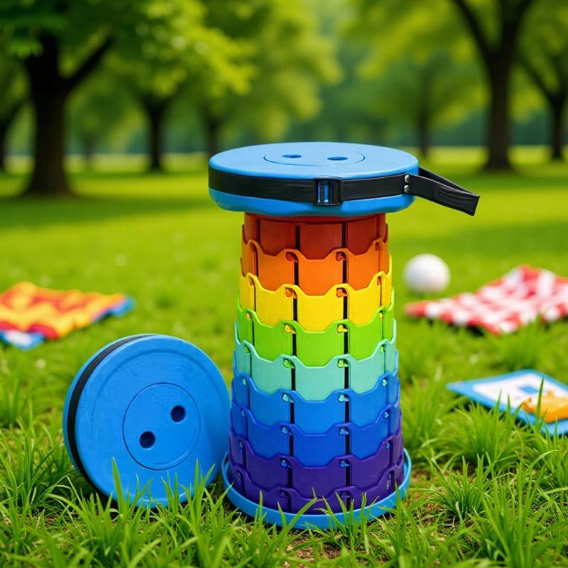 Регулируемый и портативный походный стул для кемпинга - Легкий складной стул для рыбалки и стояния в очереди Rainbow Stool - Red Black