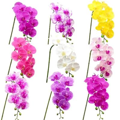 Latex 9-Köpfe Künstliche Schmetterlingsorchidee 3D-Druck Große Größe Gefälschte Phalaenopsis Silikon PU Echte Haptik Hochzeit Heimdeko