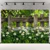 Rustic Garden Fence and Daisy Backdrop 150x100cm Spring Floral Scene Photography Background Banner