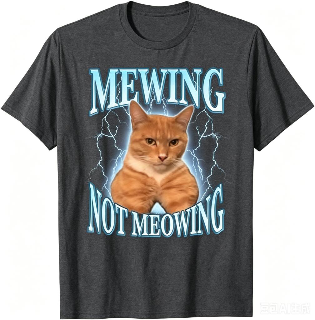 Mewing Not Meowing Funny Cat Meme Tshirt Unisex Unisex Summer 100 Cotton Shirts Fashion High Quality Short Sleeved Top Streetwear