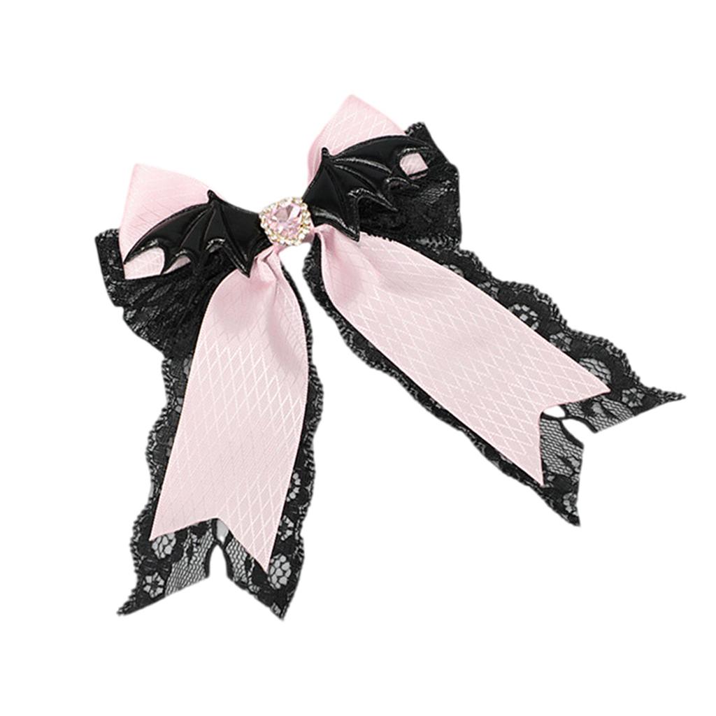 2000s Hair Clip for Halloween Punk Wing Lace Bowknot Hair Clip Nonslip Barrettes Hair Holder Cosplay Party Hair Decors