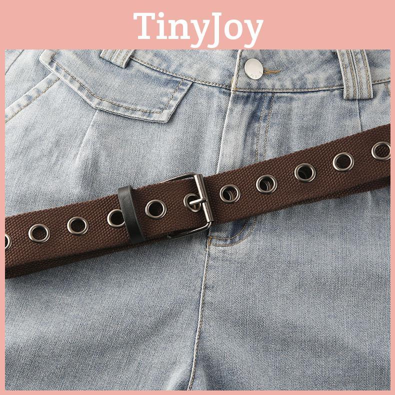Chic Brown Canvas Belt With Hollow Out Eyeball Design For Men And Women Extra Long In Stock