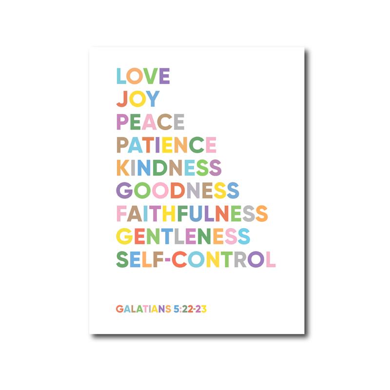 

Плод Духа Вдохновляющая Цитата Печать Детская Библия Стих Плакат Христианское Писание Холст Настенное Искусство Детская Комната Домашний Декор 21X30cm No Frame