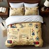 3Pcs Santa'S Diary Storybook Bedding Set Polyester Vintage Map Print Queen Size Unique Christmas Gift