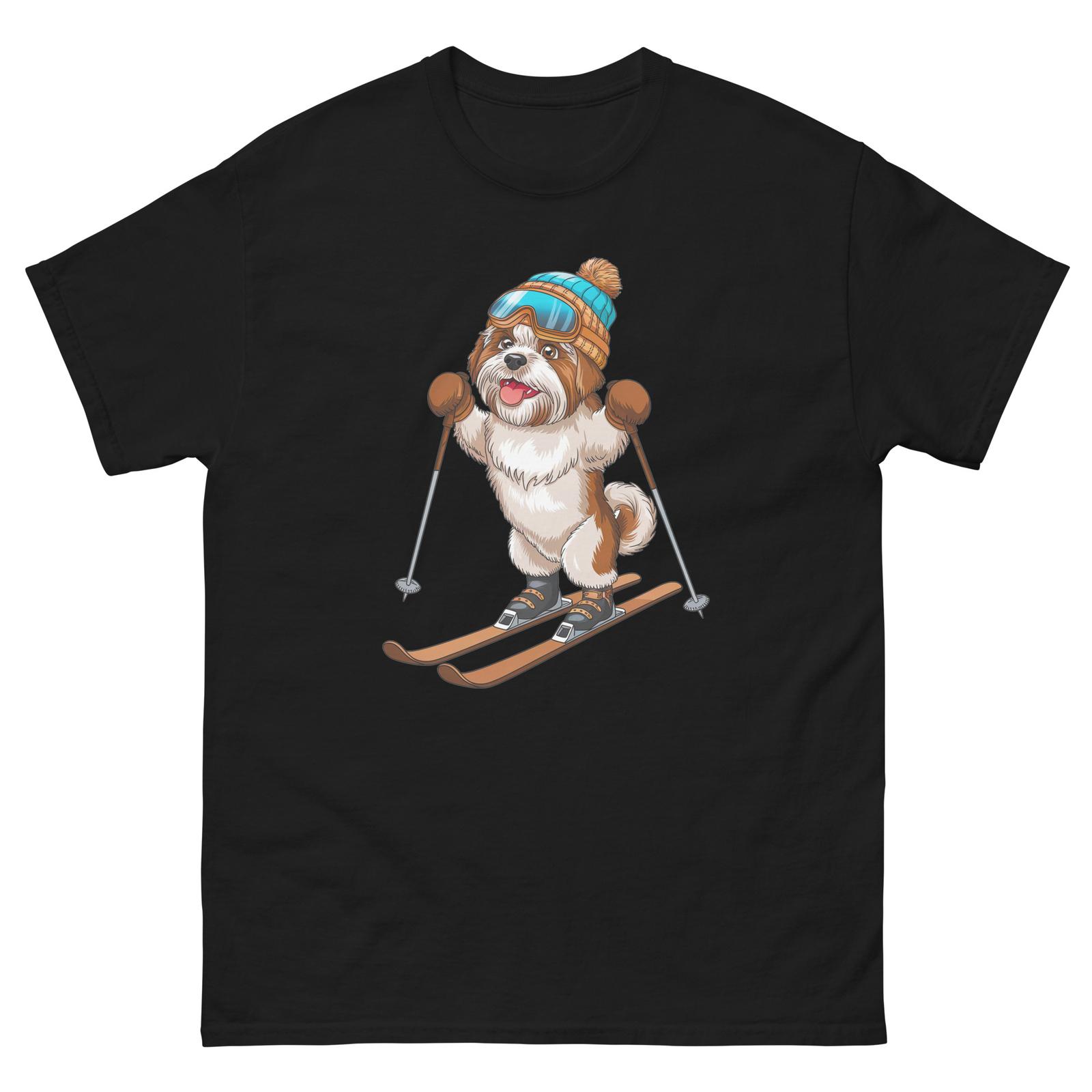Shih Tzu Dog Skiing Fun Ski Skier Shirt T-Shirt XL