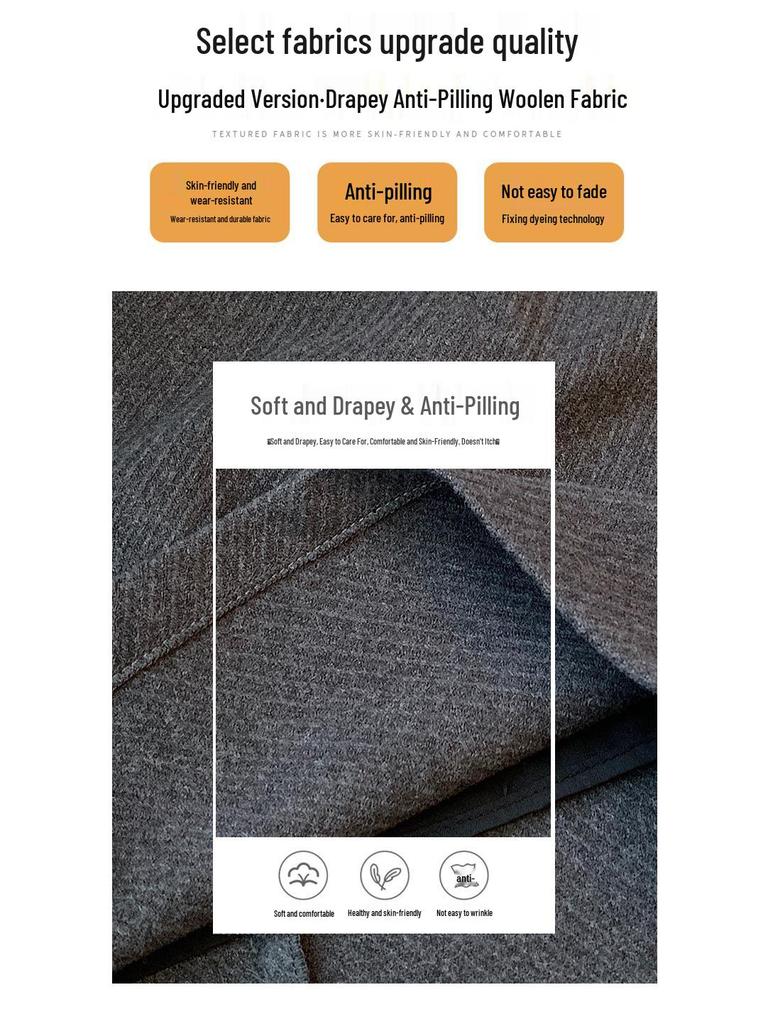 Women's High Waist Gray Plaid A-Line Wool Skirt - Petite, Anti-Exposure, Autumn/Winter Style