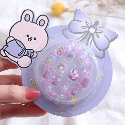 12Pcs Fake Nails Adorable Cartoon Pattern Vibrant Color Full Cover Decorative Press-On Fake Nails Manicure Tips