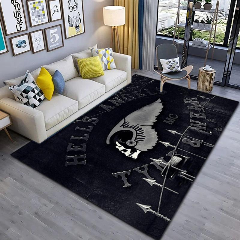 Gang Motorcycle enthusiasts Hells Angels Motorcycle Club carpet is suitable for living room and bedroom doormats office balcony decorative carpet V8