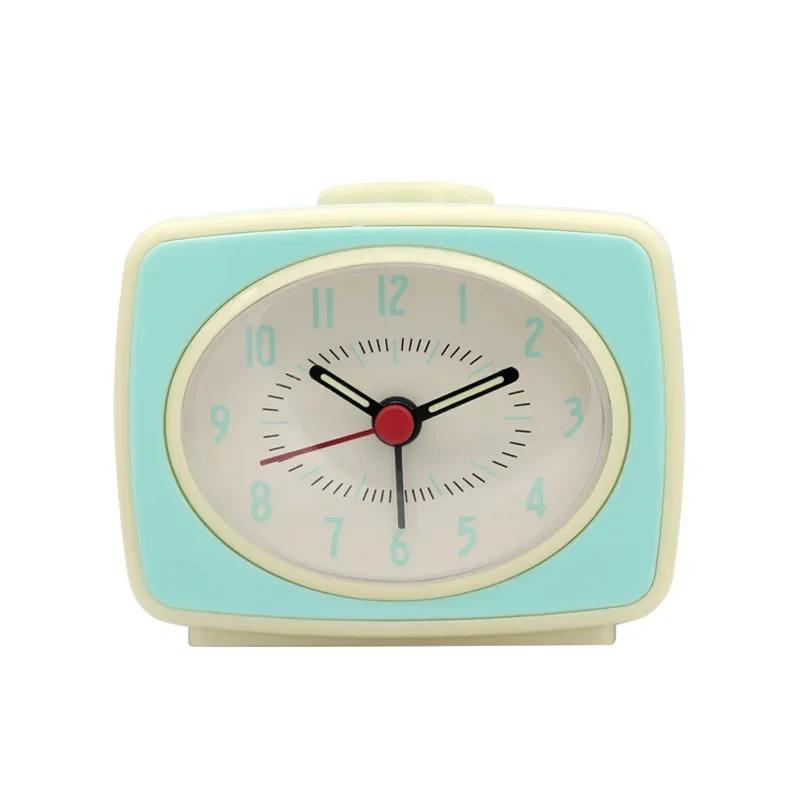 Vintage Alarm Clock with Fluorescent Hands Emotional Interior Decoration Prop Battery-Powered Desktop Clock Home Gift