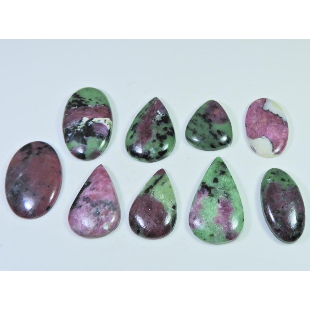 313Cts.. Natural Ruby Zoisite Oval Cabochon Loose Gemstone 09Pcs Lot C-502