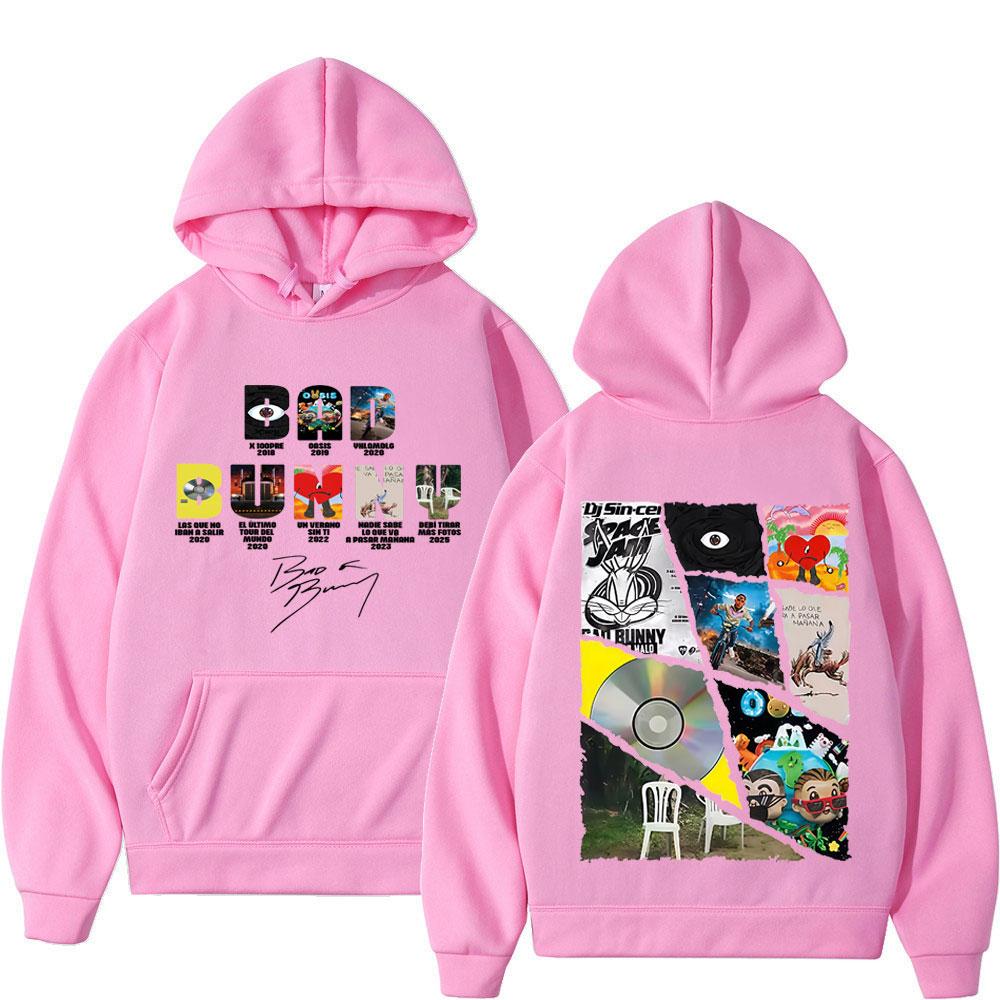 Rapper Bad Bunny Obal hudobného albumu Grafická mikina s kapucňou Hip-hop Muž Žena Pohodlná mikina Voľná Ležérna Unisex Mikiny