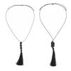 Stylish Retro Long Beaded Necklace Featuring Black Resin Pendant And Delicate Fringe Designs For Daily Wear
