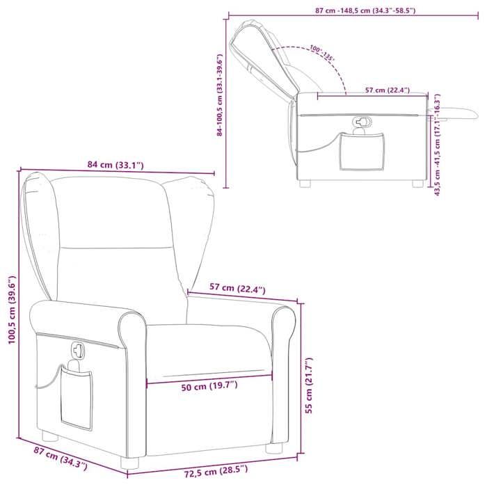 VidaXL Reclining Massage Chair Black Fabric, Massage Chair, Armchair, Sofa Armchair, Office Chair of 4015668