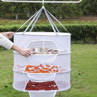 1/2/3 Layer Hanging Mesh Drying Basket U-shaped Zipper Design Food Fish Clothes Hanging Drying Net Outdoor Foldable Hanging Mesh Dryer