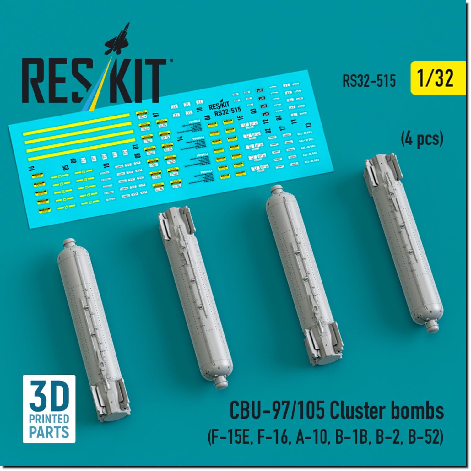 

Reskit Cluster Bomb Set Plastic Model Parts 1/32 CBU-97/105 4-Piece RSK32-0515 (Airplane)