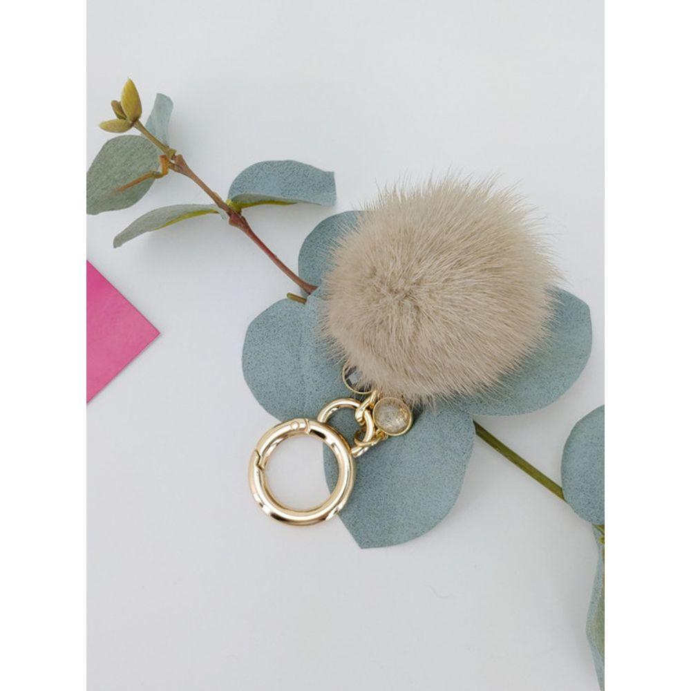 LALA Natural Mink Fur Keychain - Beige