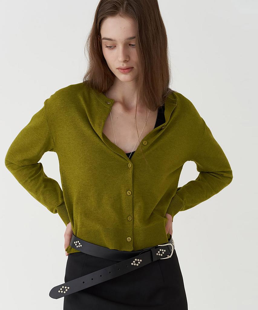Peulisi Fresh Green Button-Up Cardigan_Green