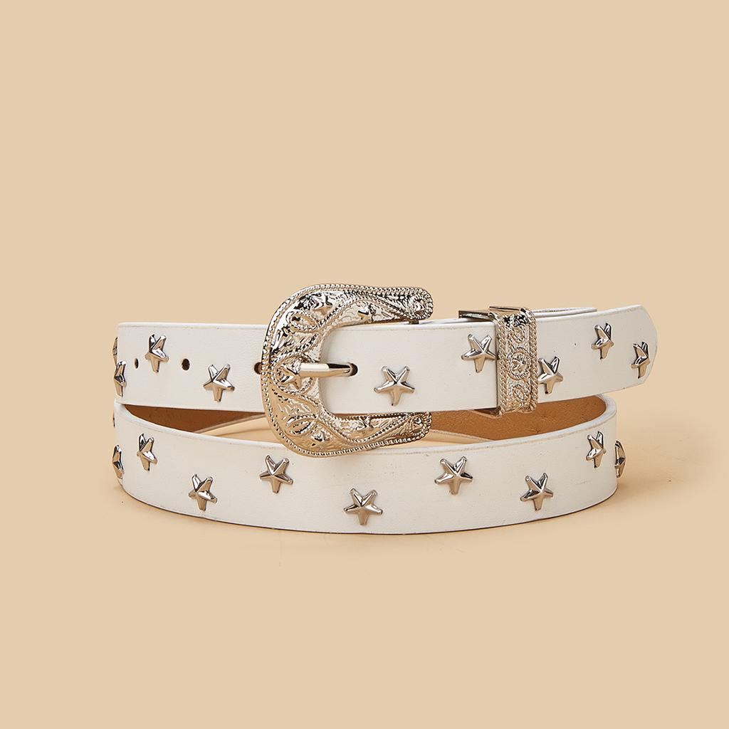 American retro pentagram women's belt women's versatile high-end belt 1116 new niche design accessories