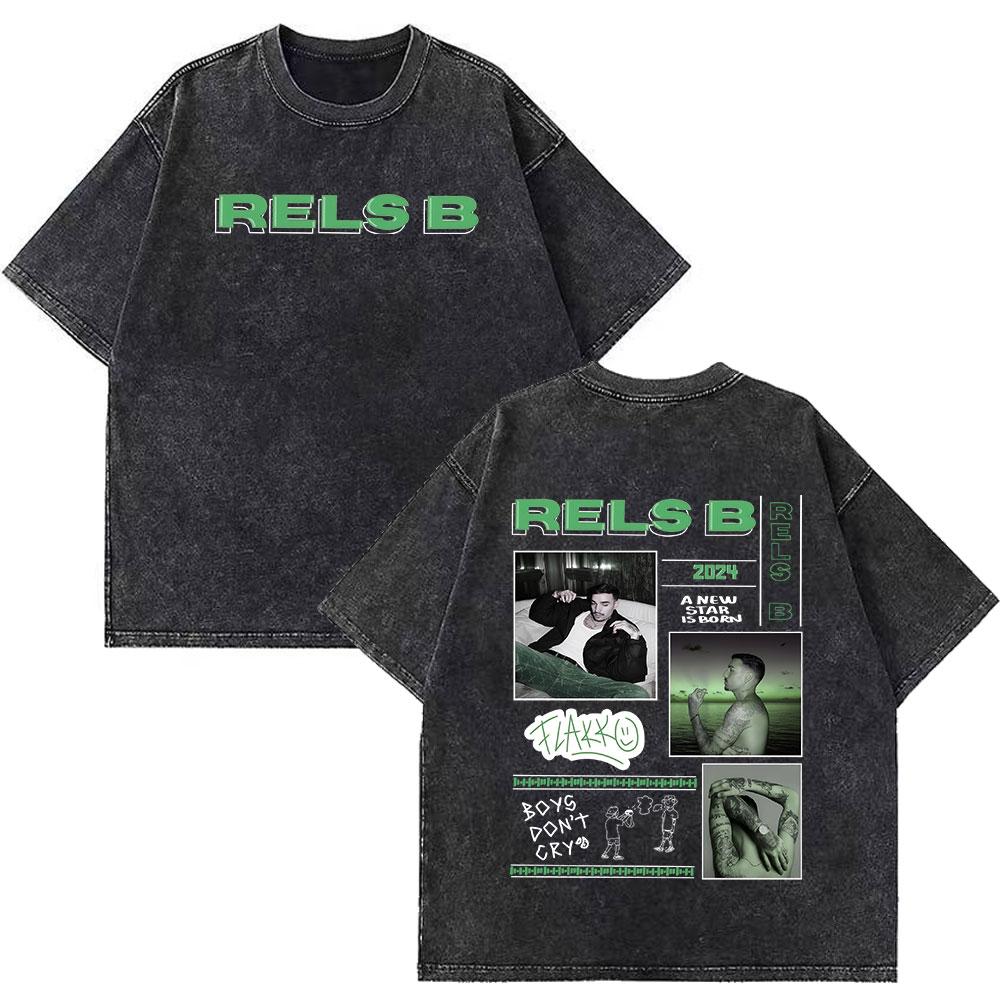 Rapper RELS B Skinny Flakk A New Star Album Merch Tshirt Unisex Women Fashion Hip Hop Tshirts Cotton Oversized Washed Tshirts