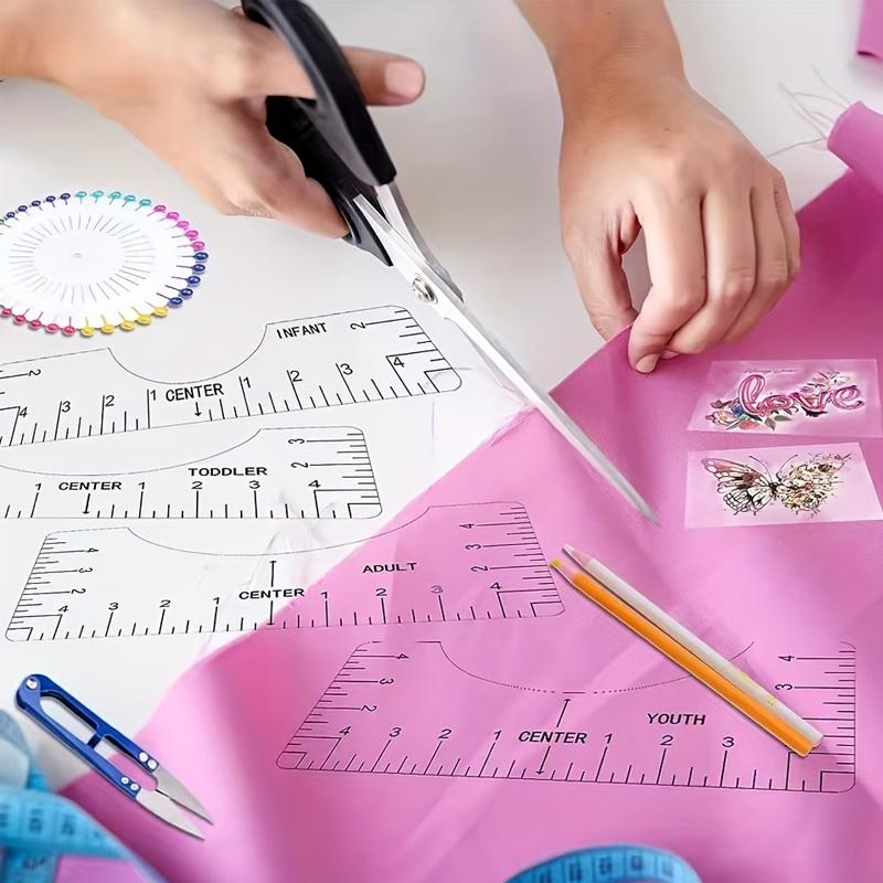 T-Shirt Ruler Guide - Tshirt Measurement Tools for Youth Adult, Round-Neck PVC Rule Rulers Designs Heat Press Accessories