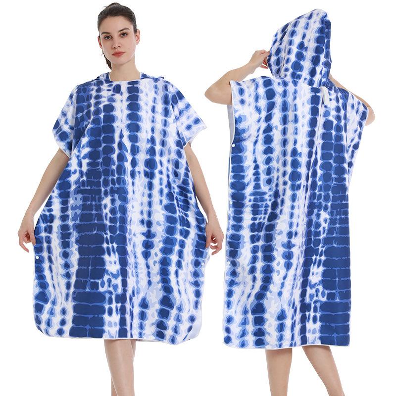 Button Style Large Beach Towel Bath Towels Quick Dry Hooded Cloak Wetsuit Adult Kids Poncho Parent-Child Bathrobe for Swim Surf