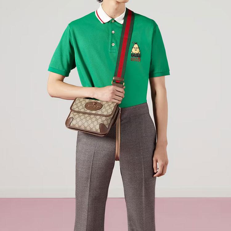 Gucci GG Supreme Reversible Tiger Head Magnetic Closure Shoulder Canvas And Leather Trim Crossbody Bag Small Unisex Crossbody Bag 501050-9C2VT-8745
