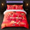 Set Biancheria da Letto Personalizzato Cristiano Ronaldo con Nome Testo 1 Copripiumino+2 Federe Logo Calcio Regalo Personalizzato per Occasione Speciale Arredamento Camera da Letto