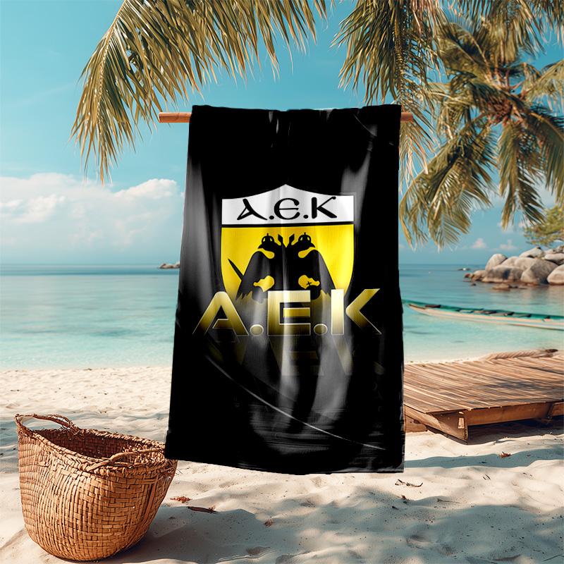 Proof Beach Towel with AEK FC LOGO Pattern - Soft,absorbent,quick-drying,machine Washable - Perfect for Swimming,camping,bathing
